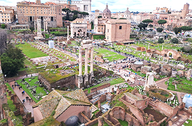 パラティーノの丘から見渡すフォロ・ロマーノの絶景